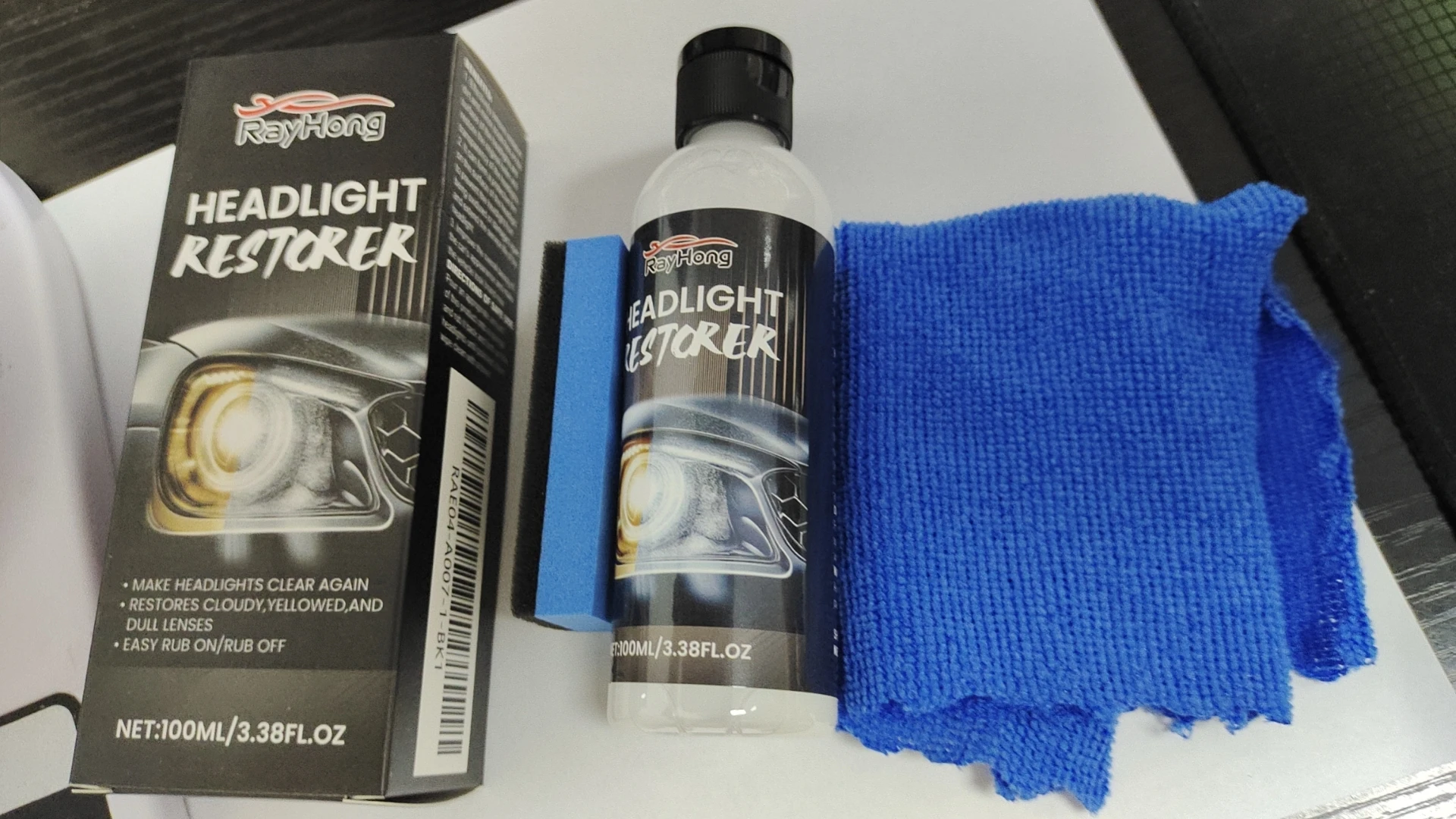 Rayhong Headlight Restorer, Car Headlight Scratch Repair Refurbishment Maintenance Brightening Coating Polishing Fluid,4pcs