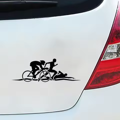 Car Stickers Creative Personality Triathlon Funny Body Waterproof and Sunscreen Vinyl Decal,16cm*10cm