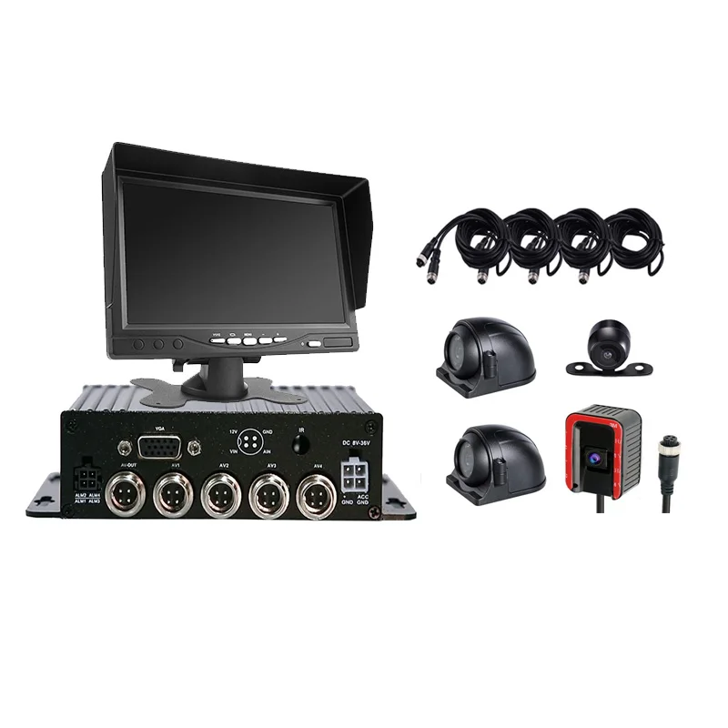 Vehicle 4 Channel MDVR Set Car AHD 1080P Video Recorder SD Card Mobile DVR Camera Kits