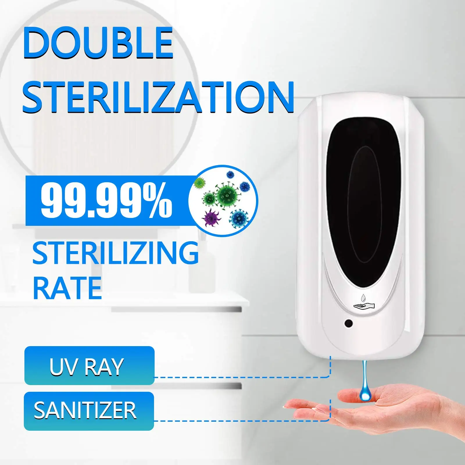 Imagem -03 - Dispensador Automático de Desinfetante Líquido Touchless Wall Mount Bomba Sensor Recarregável Dispensador Mãos-livres para Cozinha e Hotel