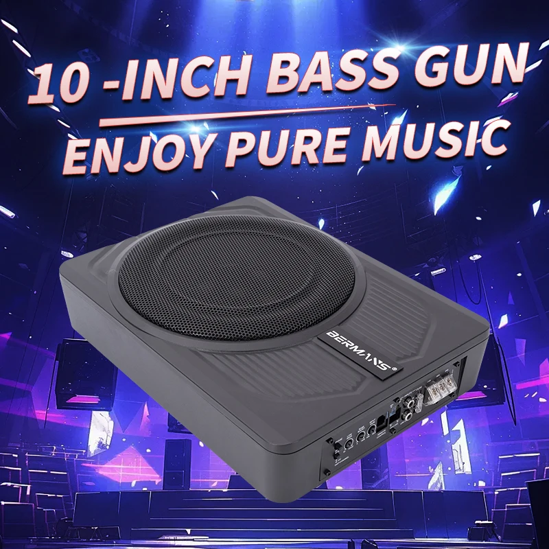 10inch Super Slim max 1200W Car Under-Seat Subwoofer System with Active Powered Amplifier and Bass Enclosure - Enhance Your Car