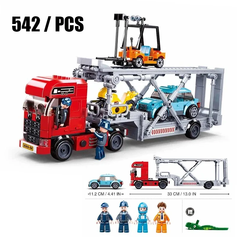 2024 Sluban City Building Block Garbage Dump Truck Tanker Car Cargo Freight Truck Engineering Vehicle Modern Model Brick Kid Toy