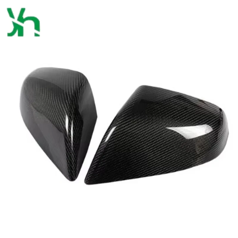 เหมาะสำหรับ Tesla Type Y 2019 ฝาครอบเลนส์คาร์บอนไฟเบอร์ - ตกแต่งด้วยเคลือบเงา ติดตั้งภายนอก ฝาปิดกระจกหลัง 2 ชิ้น