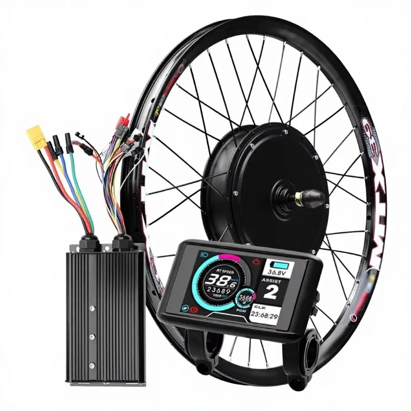 72V 3000W brushless wheel hub motor electric bicycle conversion kit thumb throttle 700C rear LCD screen, waterproof brake lever