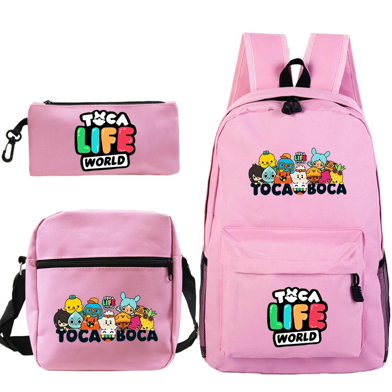 

Cartoon Toca Life World Backpacks Schoolbag ren Bookbag Canvas School Bags 3pcs Set Mochlia Toba Boca Backpack for s