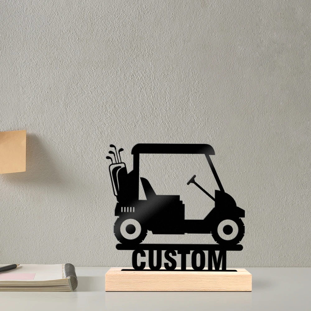 Décoration de bureau en métal, 1 pièce, nom personnalisé avec base en bois, parfaite pour la décoration de la maison ou du bureau