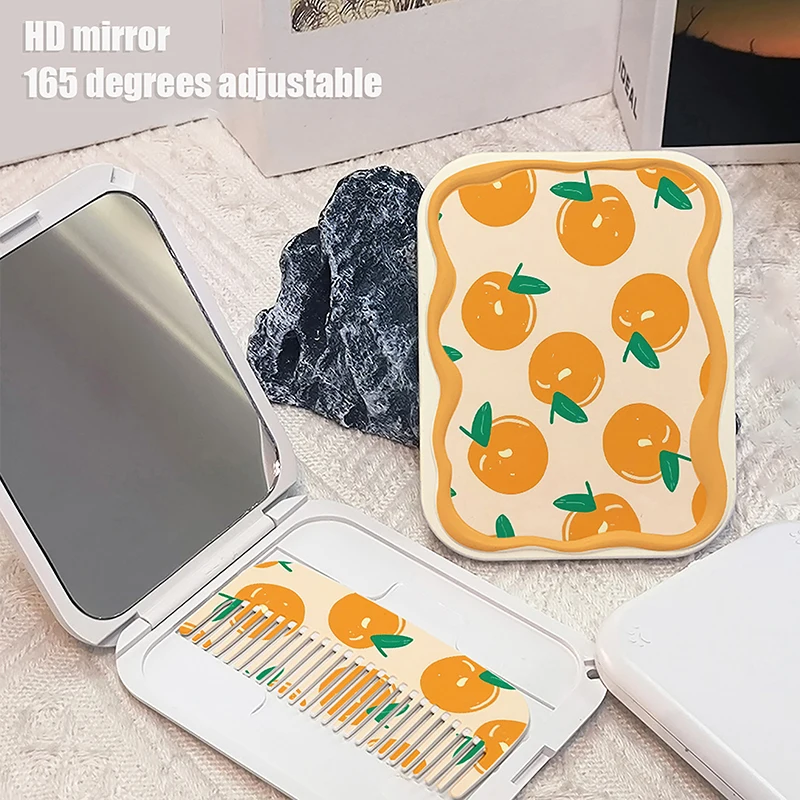 Mini Mirror Foldable Cute Makeup Pocket Mirror For Female Students Korean Creative Mini Mirror With Comb For Women Girls