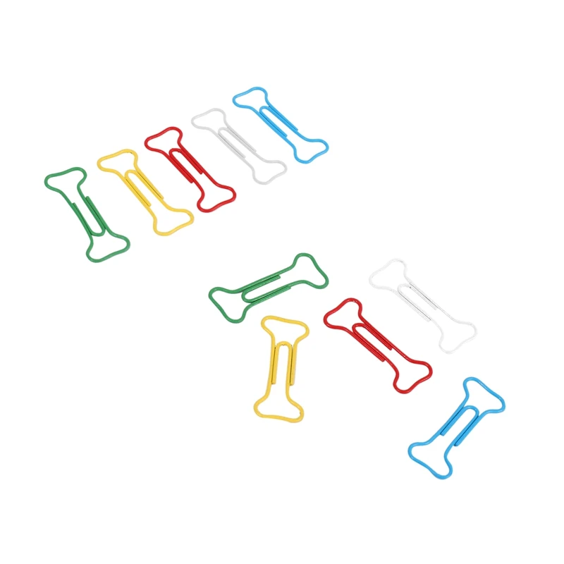 100pcs Forma di Osso Multicolor Metallo Carta Pinze