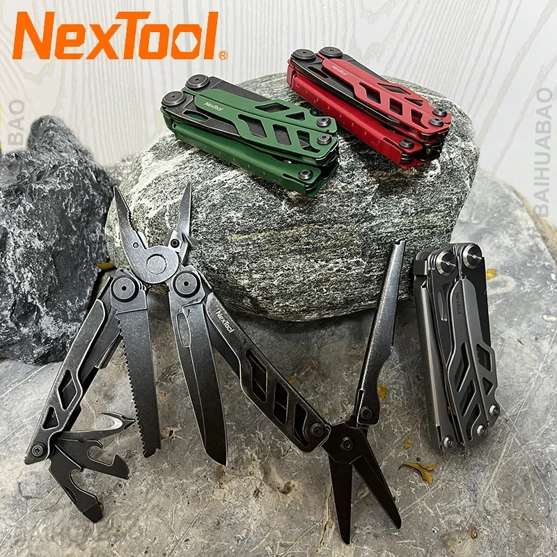 Imagem -03 - Nextool-flagship Pro Multitool 16 em Ferramenta Multifuncional Alicate Dobrável Tesoura Acampamento ao ar Livre Ferramentas Manuais Edc Vermelho Verde