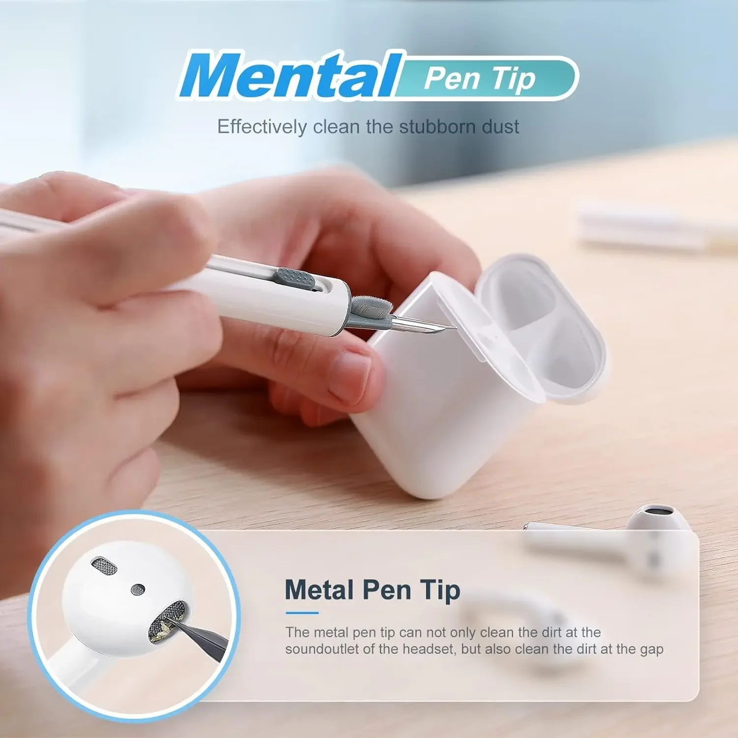 Portable 3 in 1 Earphone Cleaning Brush, Pen-shaped Cleaner Brush for Earphone, Earphone Case, Headphone Box, Camera