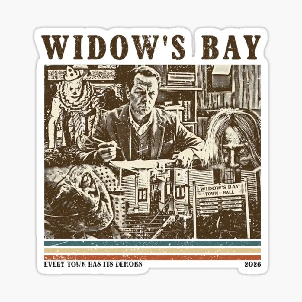 Every Town Has Its Demons 2026 Widow's Bay Vintage Sticker for Laptop Decor Bedroom Car Cute Cartoon Art Fashionable Public Suit