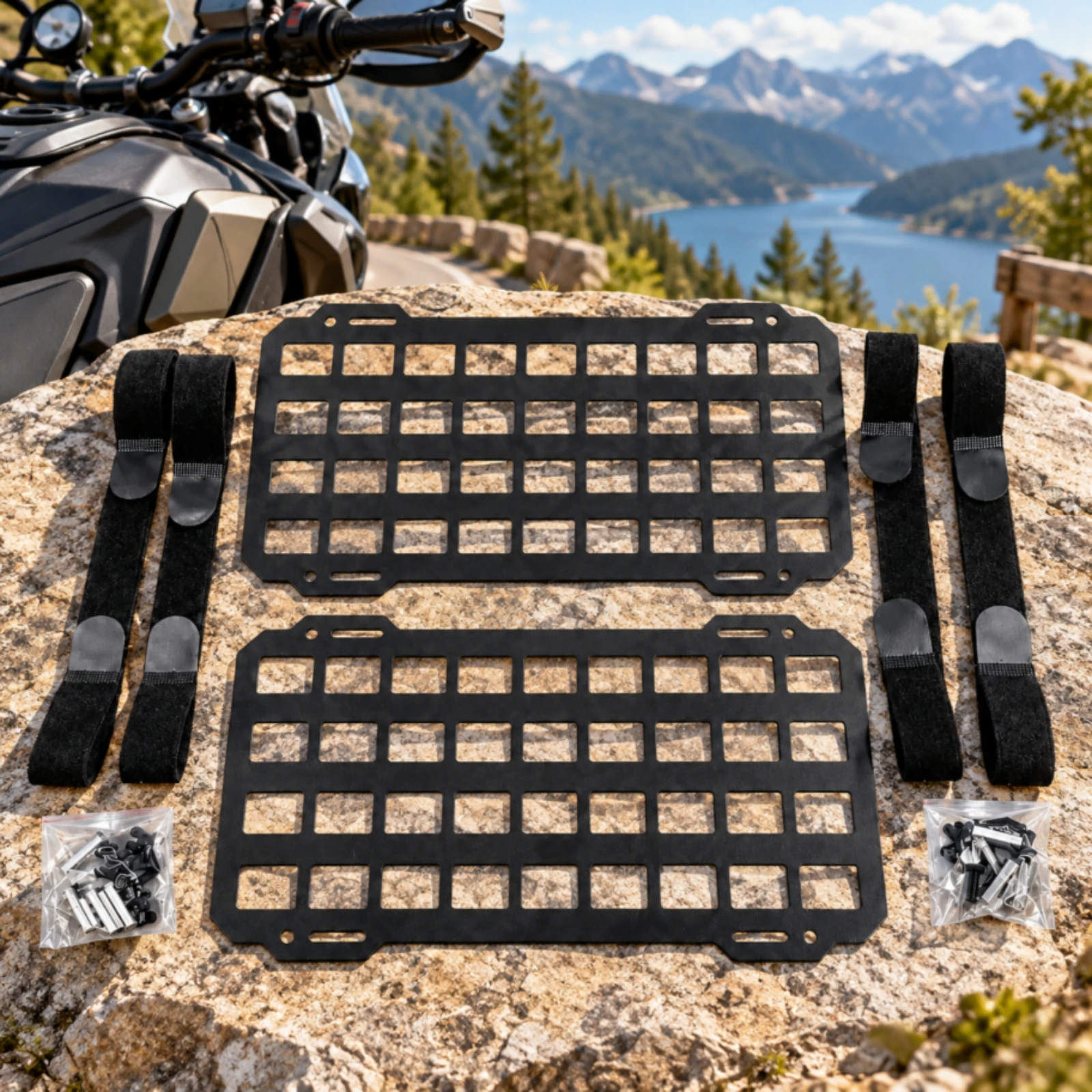 2 Pieces Tail Box Mounting Plates Practical Motorcycle Tail-Box Mounting Plates with Straps and Hardware Slim Detachable