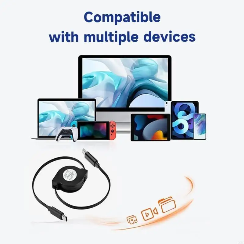 60W USB C إلى USB C Cable ، PD Type C قابل للسحب سريعًا ، سلك مزامنة بيانات الشحن السريع لـ S22 S21 S2