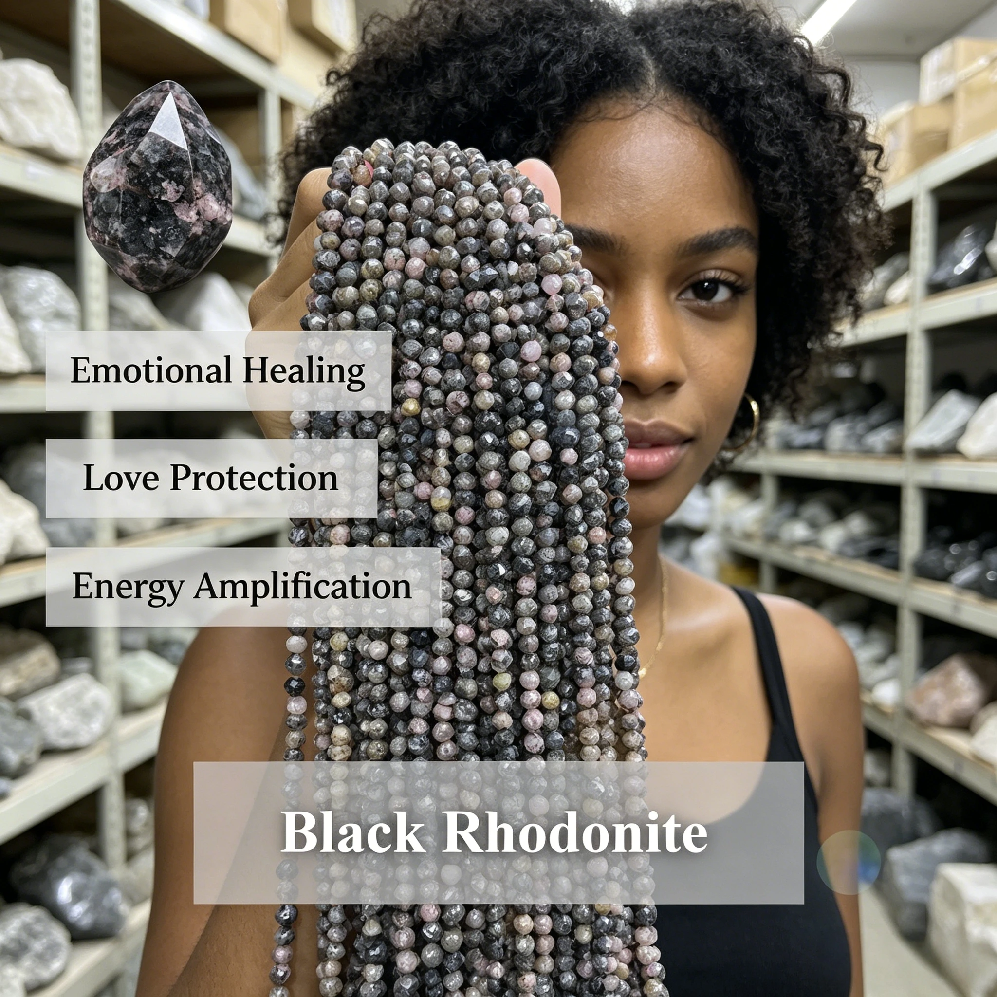 Black Rhodonite Faceted Beads 2 3 4mm Natural Stone Loose Beads Making DIY Bracelet Necklace Craft Supplies Jewelry Accessories