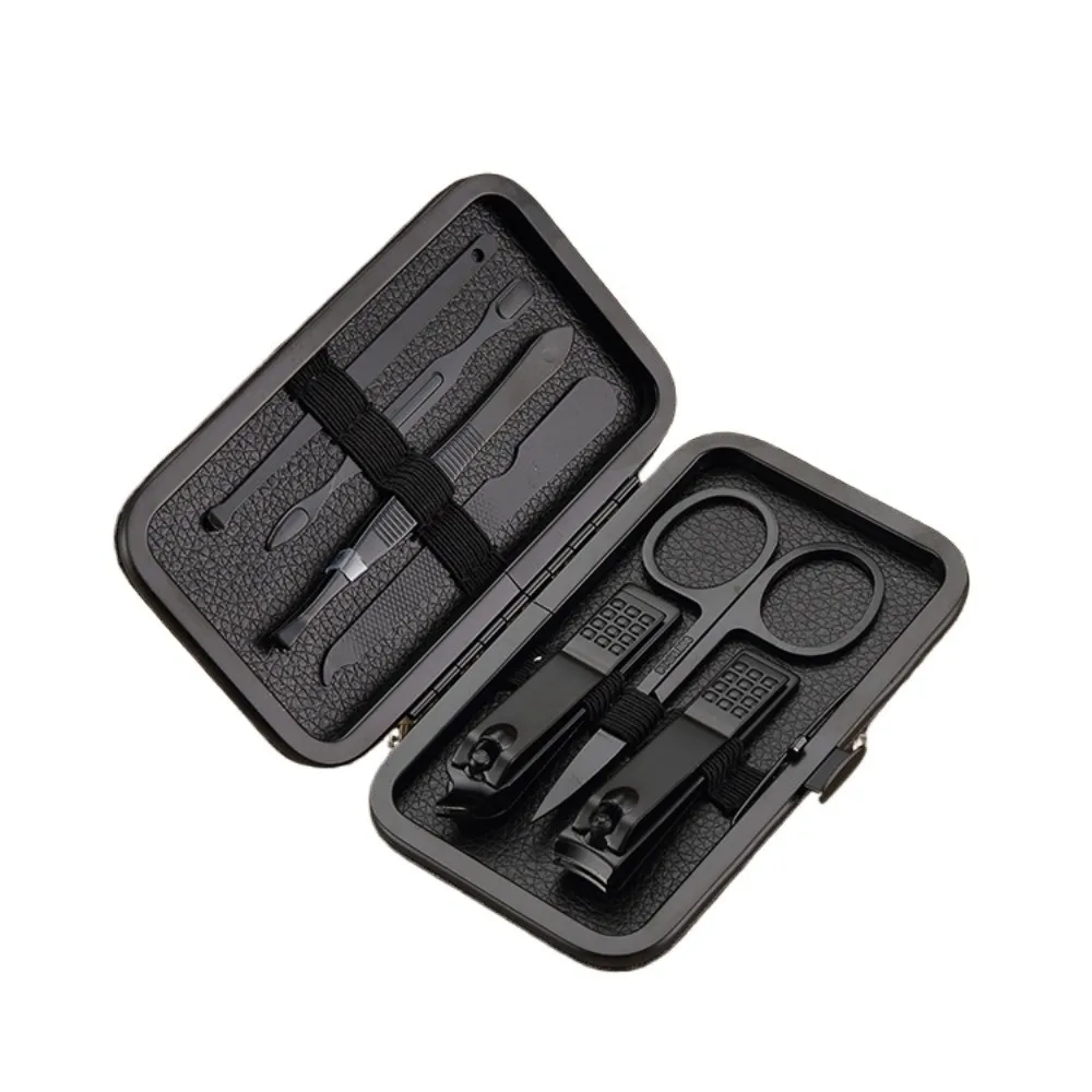 Conjunto de cortador de unhas de aço inoxidável, 7 peças, com pinças de cutícula, kit profissional de manicure e pedicure, ferramenta de aliciamento para salão de beleza doméstico