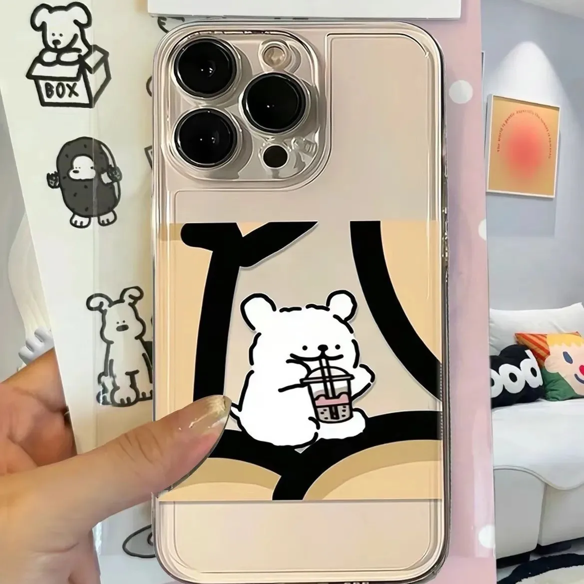 Funny Cartoon Puppy Couple Phone Case For iPhone 11 12 13 14 15 Pro Max XR X XS Mini 8 7 Plus SE 2020 Fashion Clear Case Funda