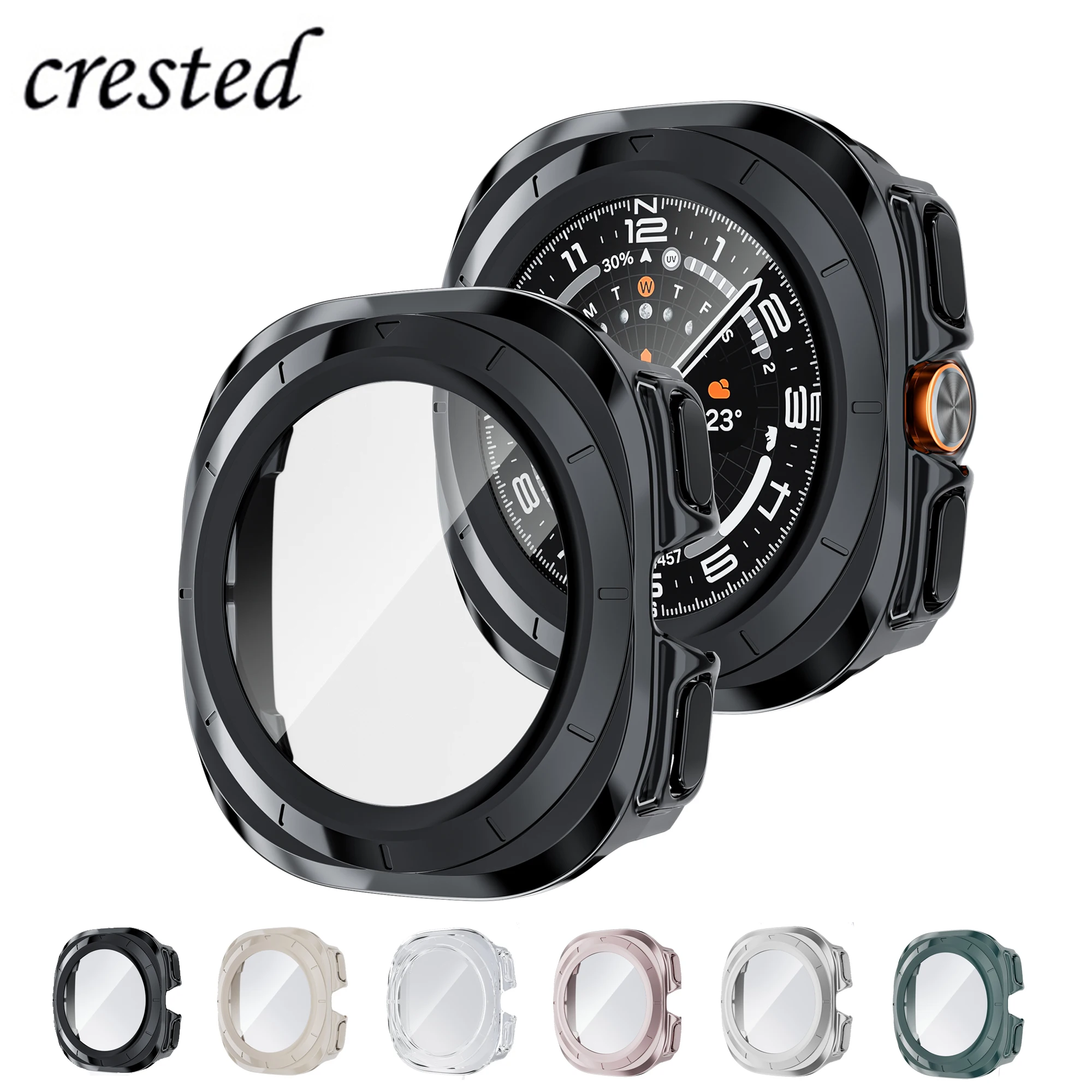 Стекло + чехол для Samsung Galaxy Watch 7 Ultra 47 мм, закаленная пленка, защитная пленка для экрана, бампер, чехол для Samsung Galaxy Watch ultra 47 мм