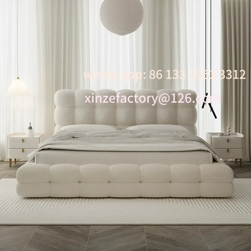 

Customizable marshmallow lamb wool bubble bed Internet celebrity soft bag puff bed Modern minimalist cream wind master
