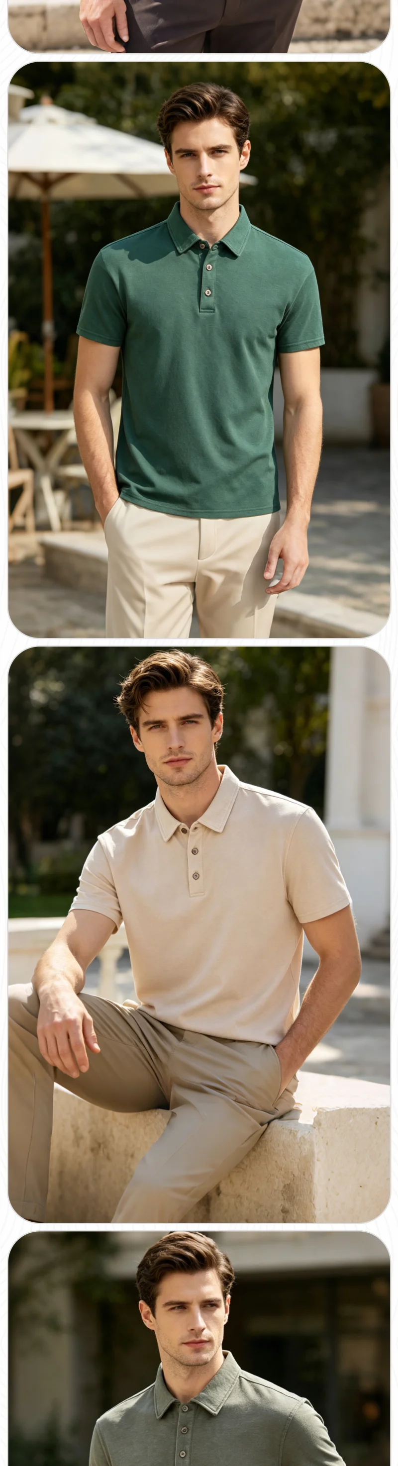 Vintage-gewaschenes POLO-Shirt, hochwertiges Rollkragen-T-Shirt, Business-Casual-Herren-T-Shirt, individuelles Logo, Textdesign, Druck, Stickerei – Detail 3