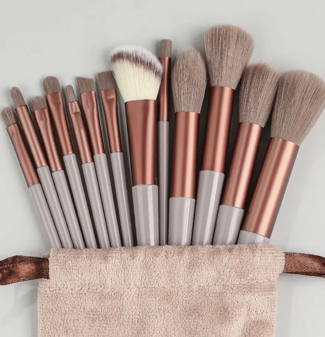 13pcs makeup brushes set (with free storage bag), blush brushes, shadow brushes, eyeshadow brushes and other 13 brushes with dif