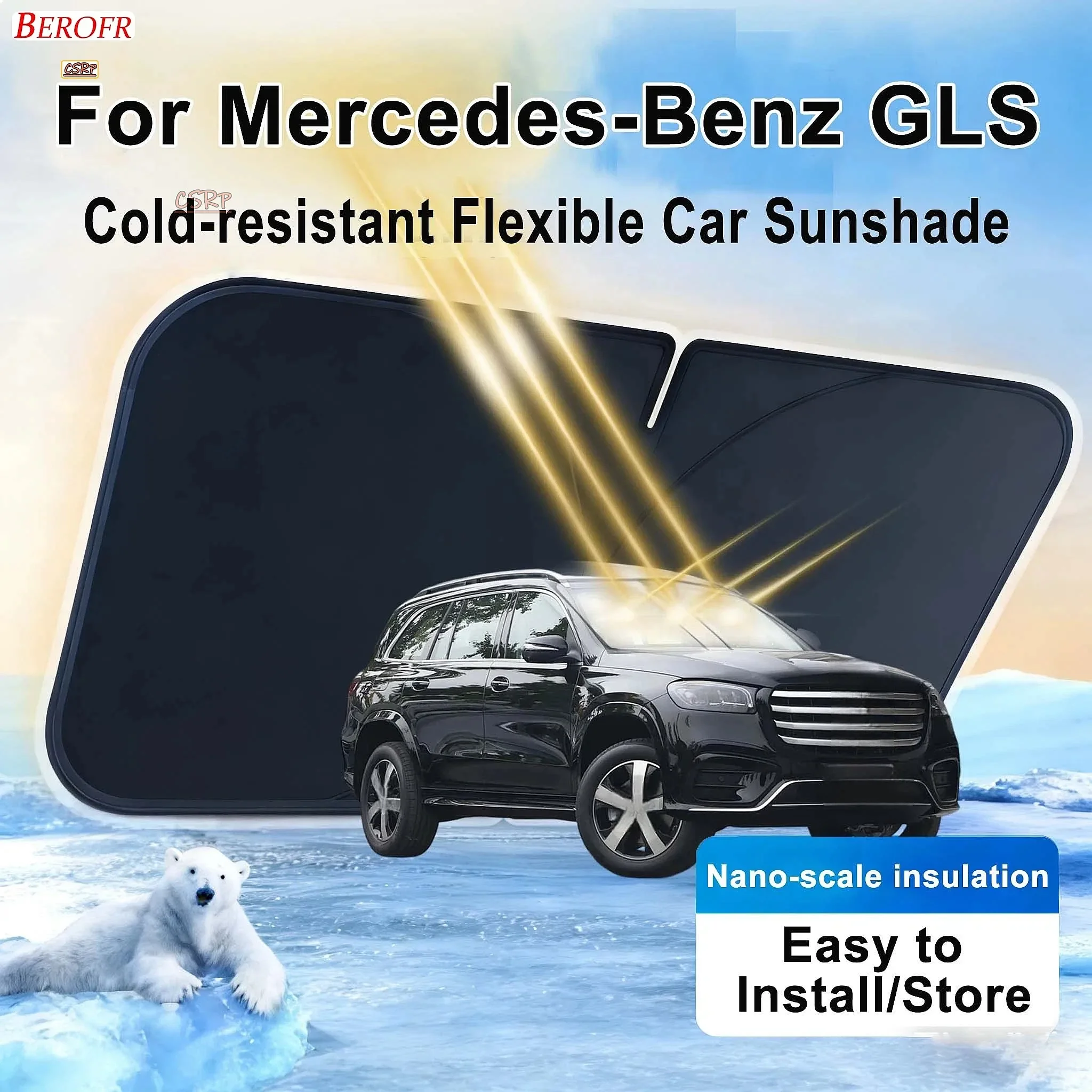 For Mercedes-Benz GLS 2024-2026 Car Windshield Sunshade Cover Front Window Sun Shade Heat Insulation Summer Auto Accessories