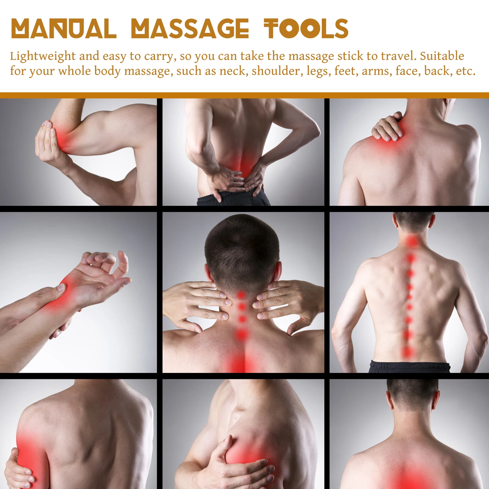 

Natural Wood Massage Rod Manual Pressure Point Stick for Foot Neck Shoulder Body Relaxation Travel Portable Massager