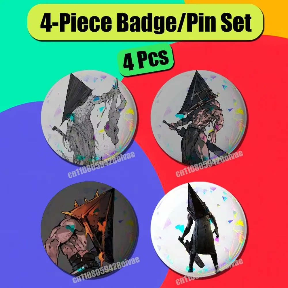 4 Pcs Set Round Button Emblem Laser Film Gift 44mm Custom For Silent Hill Heather Mason Badge Pin