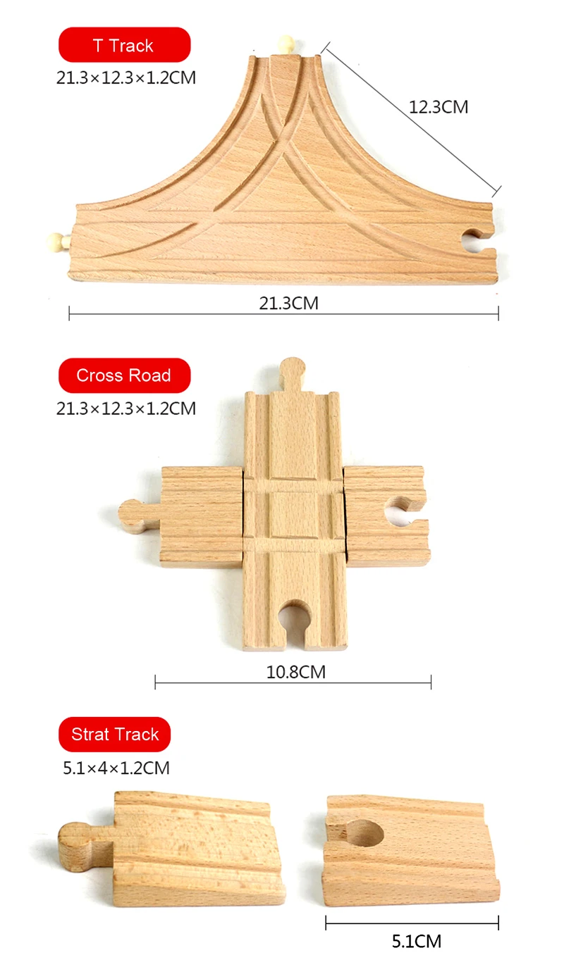 Neue Holzschiene Zubehör Buchenholz Zugschiene Eisenbahnspielzeug Passend für Biro Alle Markenschienen Lernspielzeug für Kinder – Detail 9