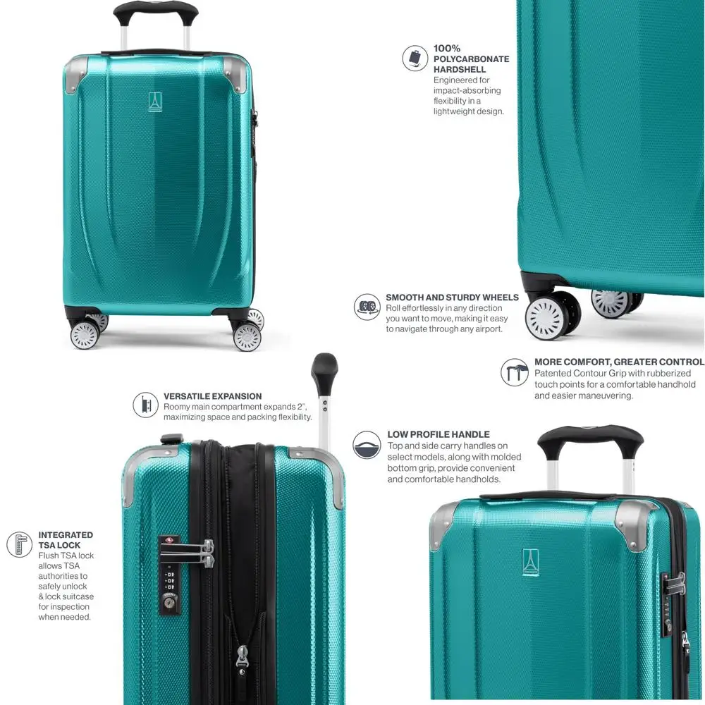 Lightweight Expandable Hard Shell Spinner Luggage, 8-Wheel, 21 Inch Carry-On Suitcase, Kayak-Inspired Design