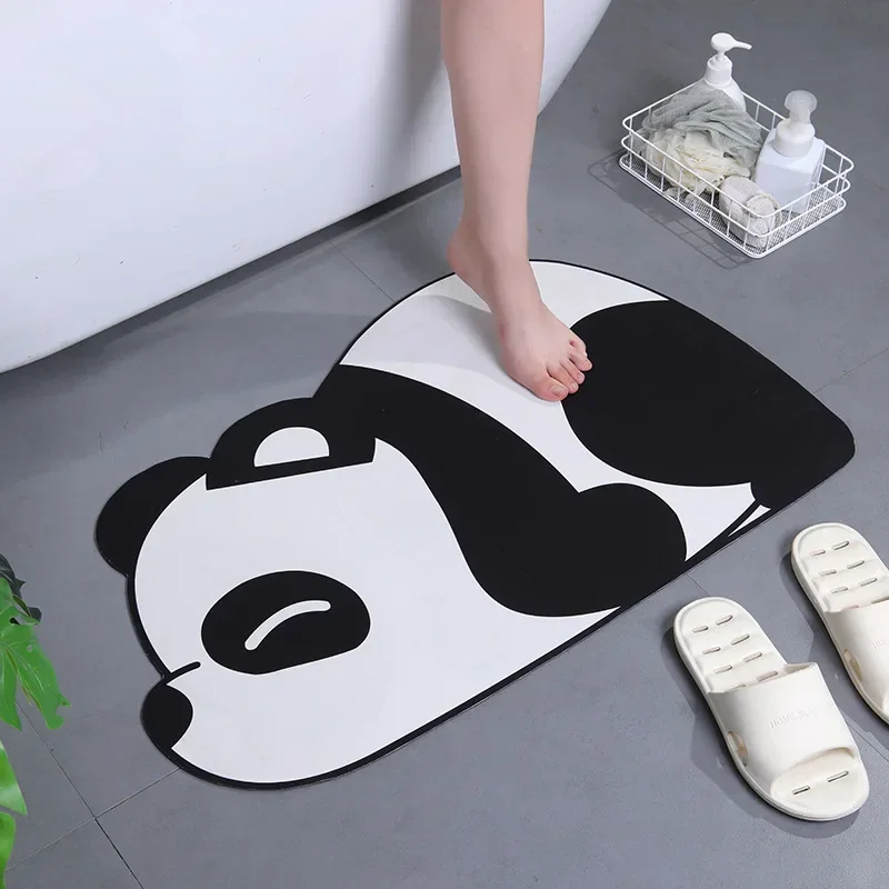 Alfombra de baño de Panda de dibujos animados, alfombra de baño súper absorbente, bonita alfombra de animales, alfombra de suelo para dormitorio,