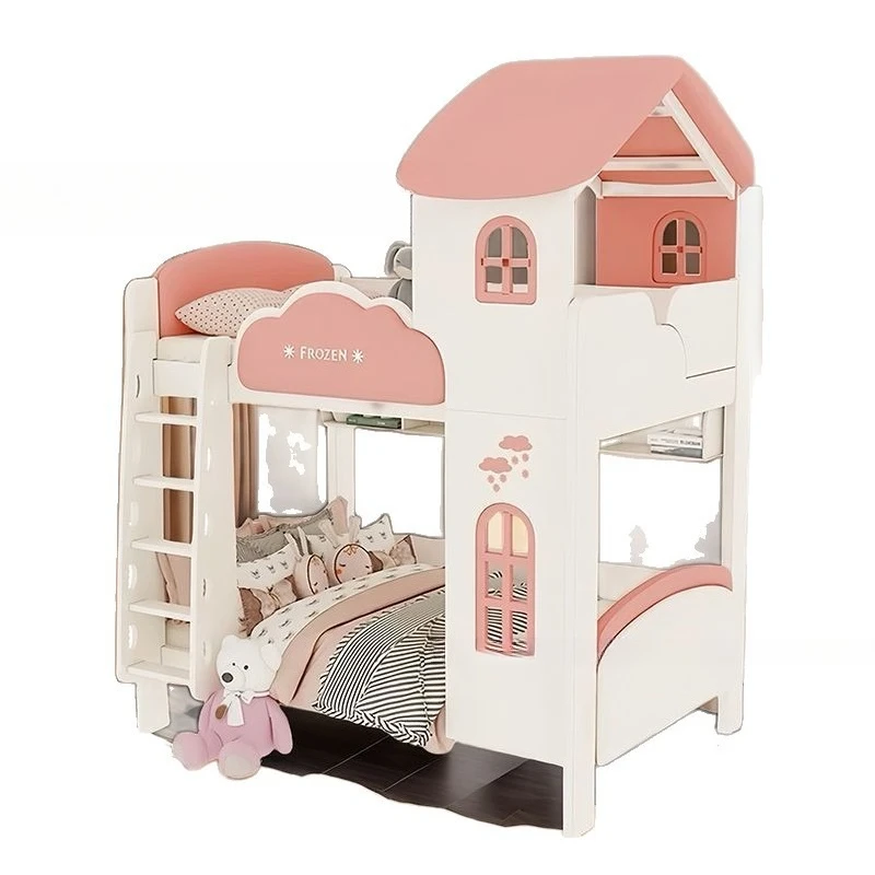 

Детская кровать, двуспальная кровать для девочек, принцесса вверх и вниз, многофункциональная комбинированная горка для детей и мам, замок