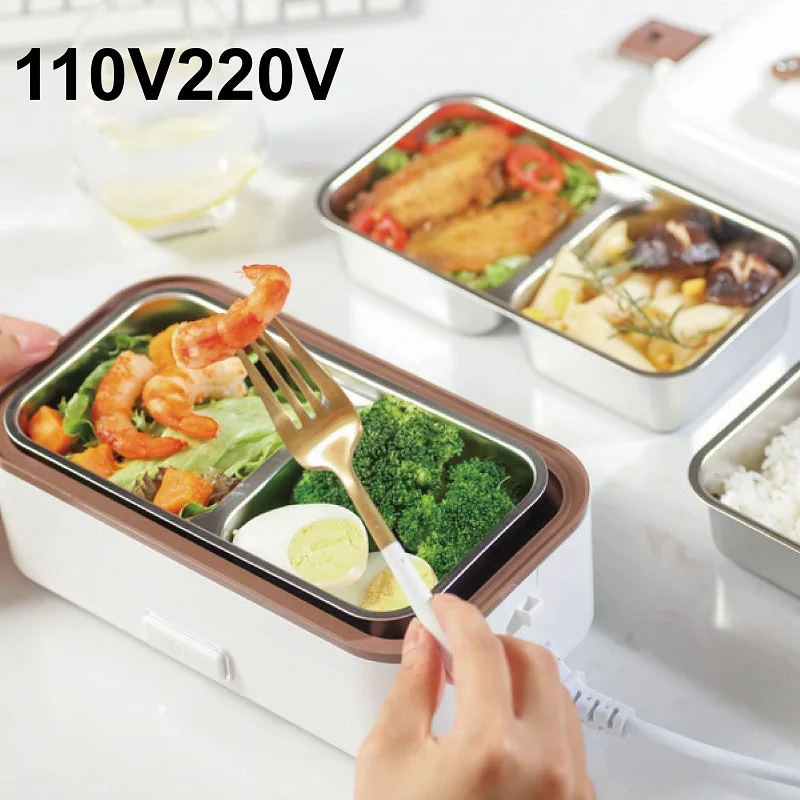 

110V220V Electric Lunch Box 304 Stainless Steel Portable Office Keep Warm Bento Box Hot Rice Cook Lunch Box Food Heater 800ml