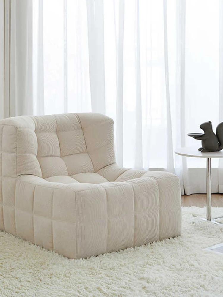 Modern Simple Living Room Sofa Tofu Block Lounge Chair Square Bread Sofa Corduroy Sofa Living Room Lounge Chair