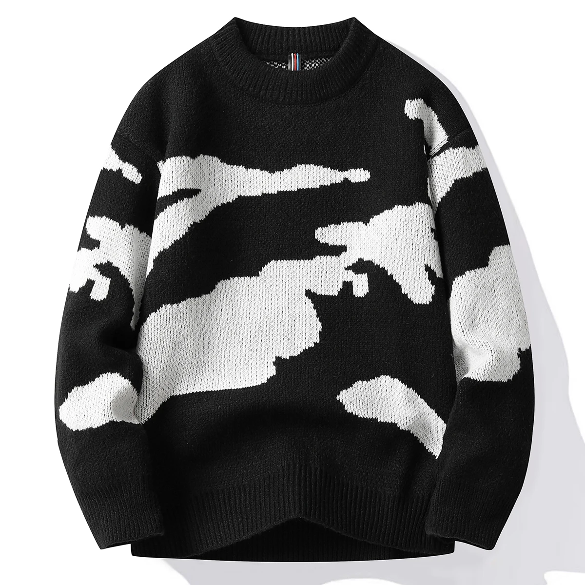 Clouds Sweaters Men Autumn Vintage Graphic Knitted Sweaters Fashion Streetwear Long Sleeve Crewneck Pullovers Men Clothing