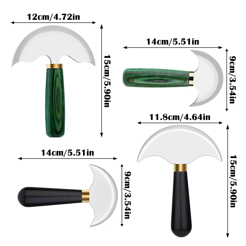 KAOBUY Round Head Knife Round Head Wood Handle Leather Working Knife Curing Wood Stainless Steel Leather Cutting Knife For DIY