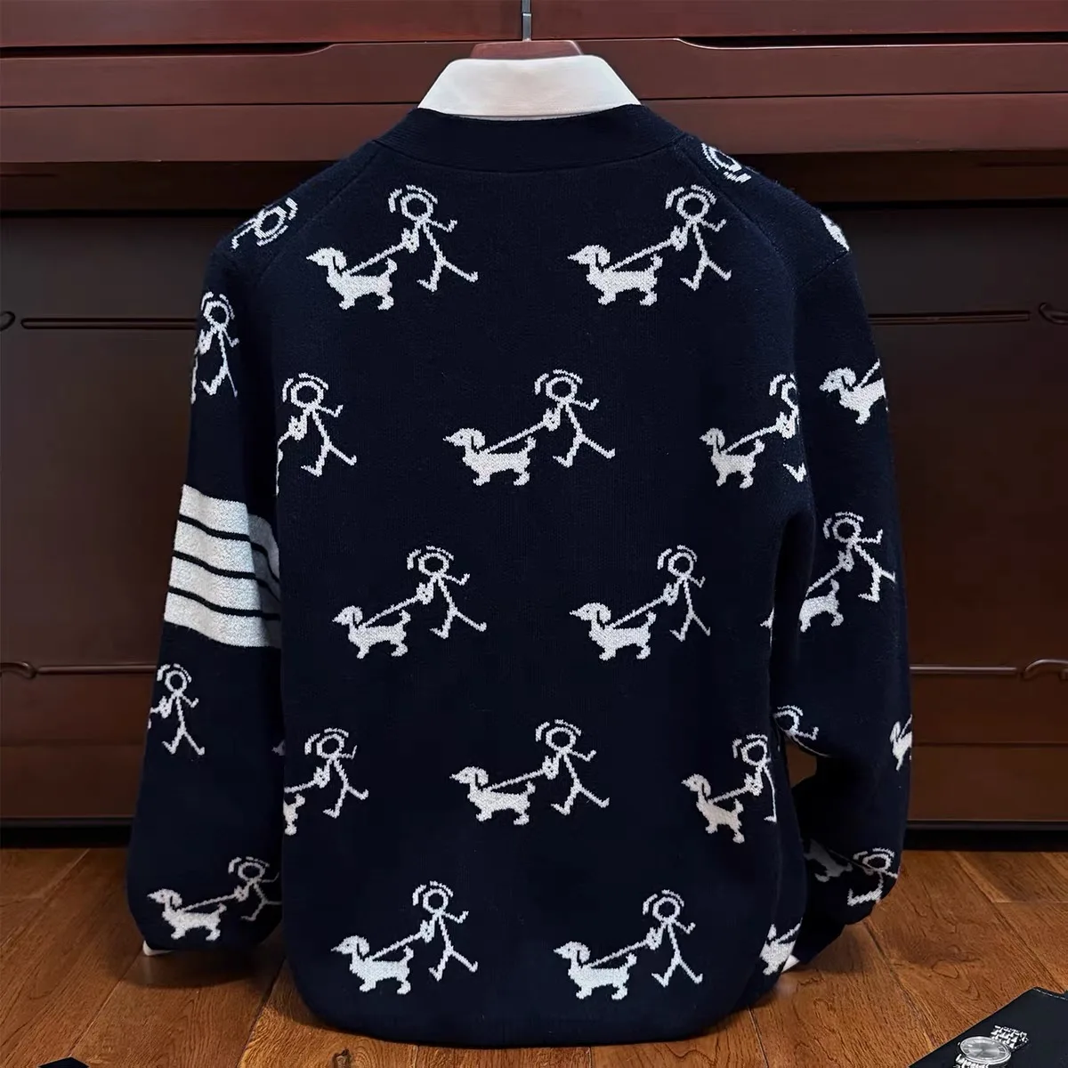 Fall/winter men's 100% pure cashmere cardigan V-neck thick simple pattern sweater coat