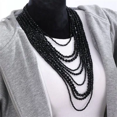 

Handmade Beaded Long Nelace Ethnic Sle Multi-Layered Dangle Bracelet Cross-Border Faion Statement Clavicle Chain