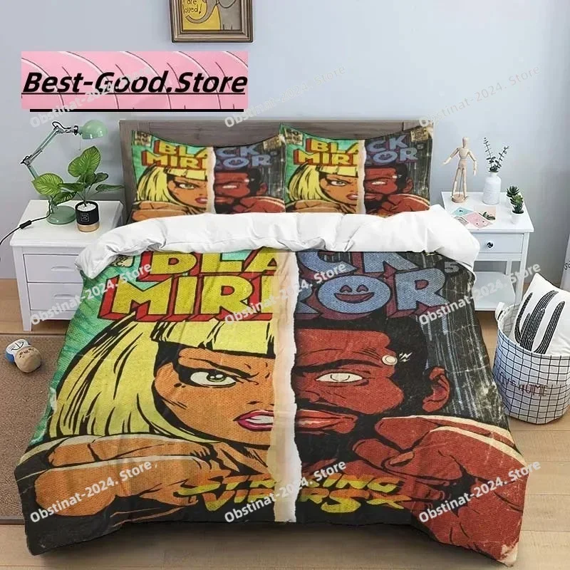 3D Fashion B-Black Mirror Bedding Set Printed single Comforter Quilt Bed Cover Duvet Cover Pillow Case 3 Pieces Kids Adult Size