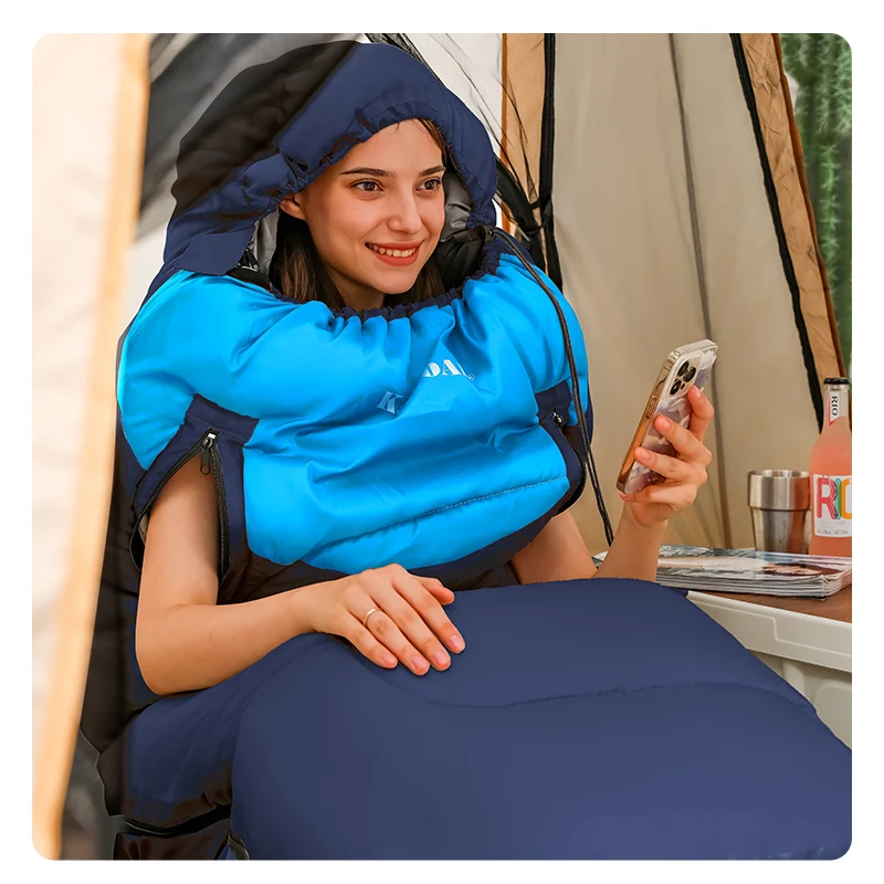 قطعة واحدة من كيس النوم Qunqing يصل إلى جميع المواسم، سميكة ومقاومة للبرد للشتاء، بطانية للتخييم في الهواء الطلق للبالغين طوال الليل