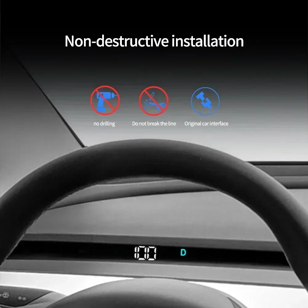 HUD Display Car HUD Easy Installation HUD Display For Tesla Model Gear Position Head-Up Display Practical