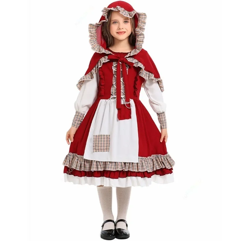 New Children's Shawl Pastoral Style French Girl Role-playing Carnival Children's Clothing Halloween Stage Performance Costumes