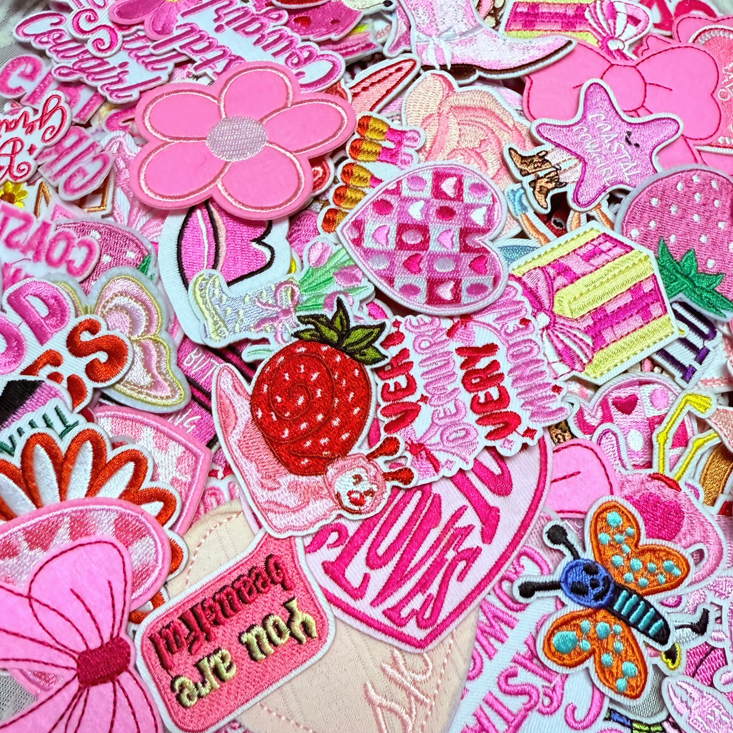 10PCS Pink Style Iron on Patches Embroidered For Girl Patches Cute Applique Patches for Clothing Jackets Hats Backpacks Jean