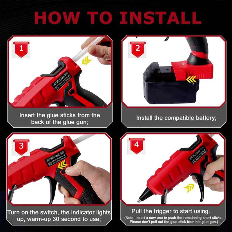 Hot Glue Gun for Milwaukee 18V Battery Cordless Hot Glue Gun With 7mm Glue Sticks for Arts&Crafts&DIY Electric Heat Repair Tool