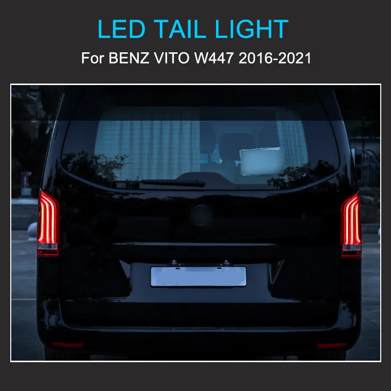 1 Pair LED Tail Light Assembly for Benz Vito W447 2016-2011 Taillight Plug and Play with LED Dynamic Turning Rear Tail lights