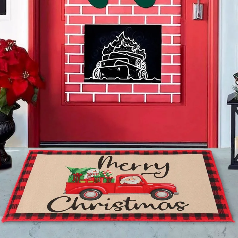 Świąteczna wycieraczka dekoracyjna Xmas Holiday Front Door Mat Cartoon Character Felt Door Rugs for Indoor Outdoor Xmas New Year Decor