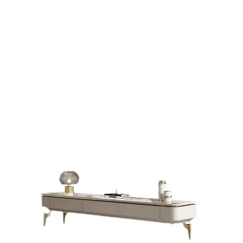 

New light luxury modern simple TV cabinet high-end floor rock slab coffee table combination small apartment living room