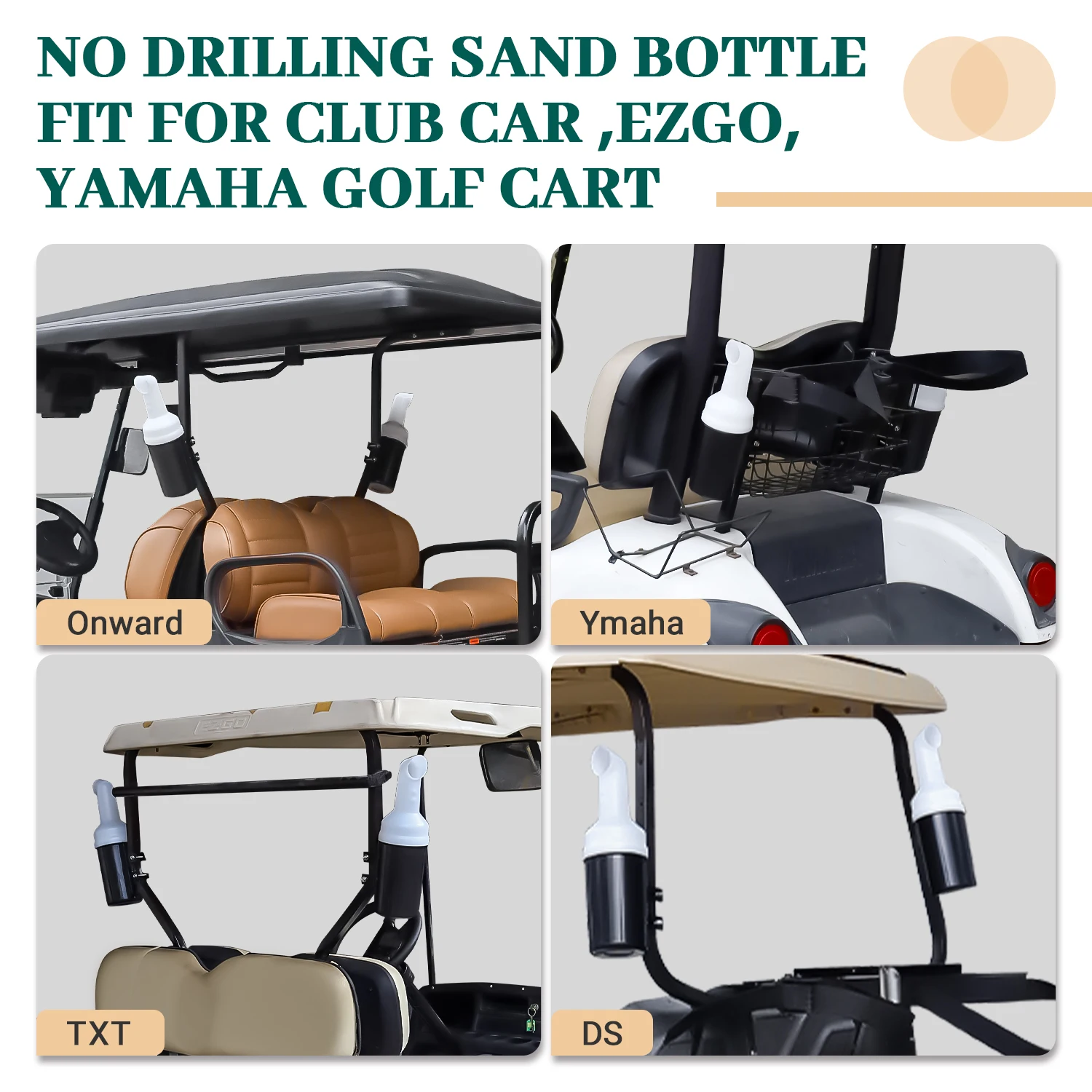 Golf Cart Non Drilling Sand Bottle for EZGO Club Car YAMAHA  turf filling with Anti Rattle Bracket