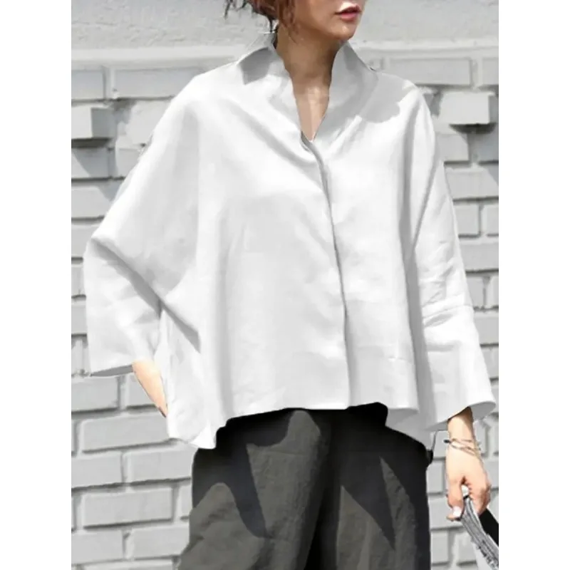 QWEEK Basic Office Solid Color Women Shirts Elegant and Youthful Woman Blouses Long Sleeve Korean Style Vintage Autumn Clothes