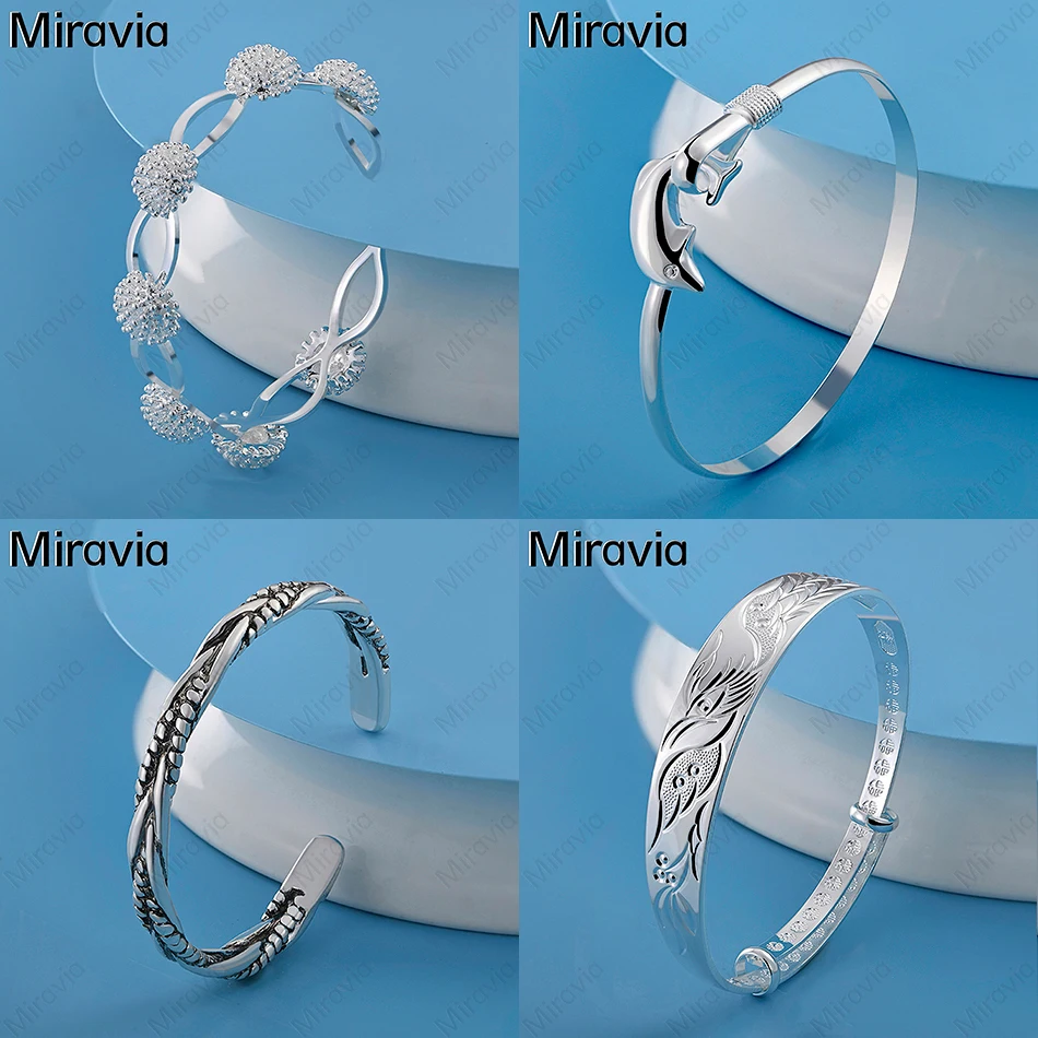 

Miravia 925 Sterling Silver Pattern Opening Adjustable Bracelet Woman Noble And Elegant Anniversary Gift Jewelry