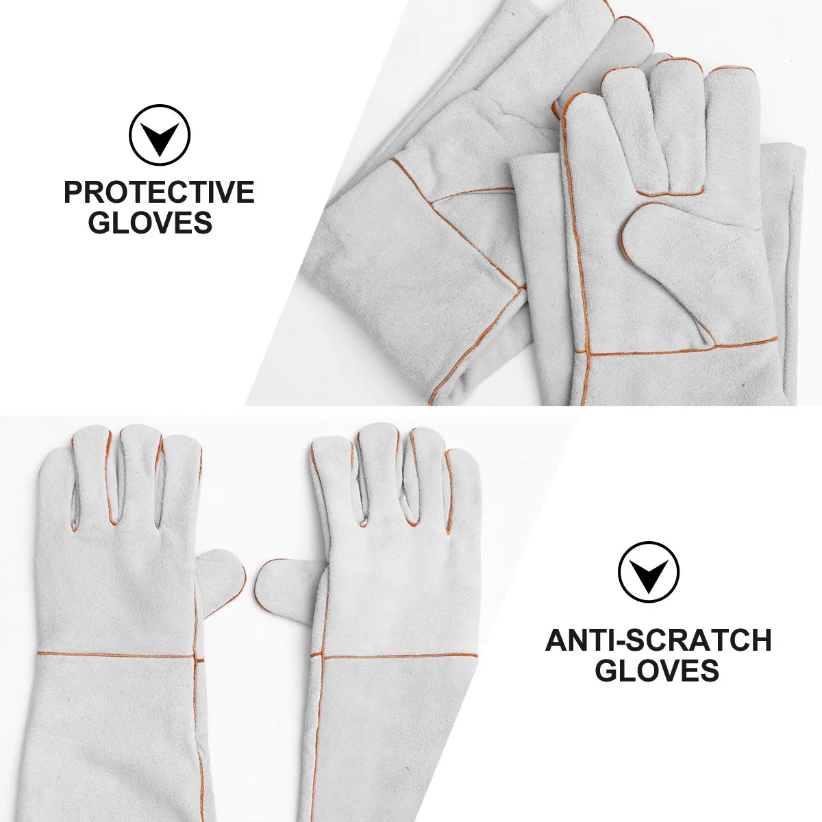 

1Pair Anti-Bite Gloves Thickened Cowhide Protective Heat Resistant Welding Gloves for Pet Handling Outdoor Cooking Bbq